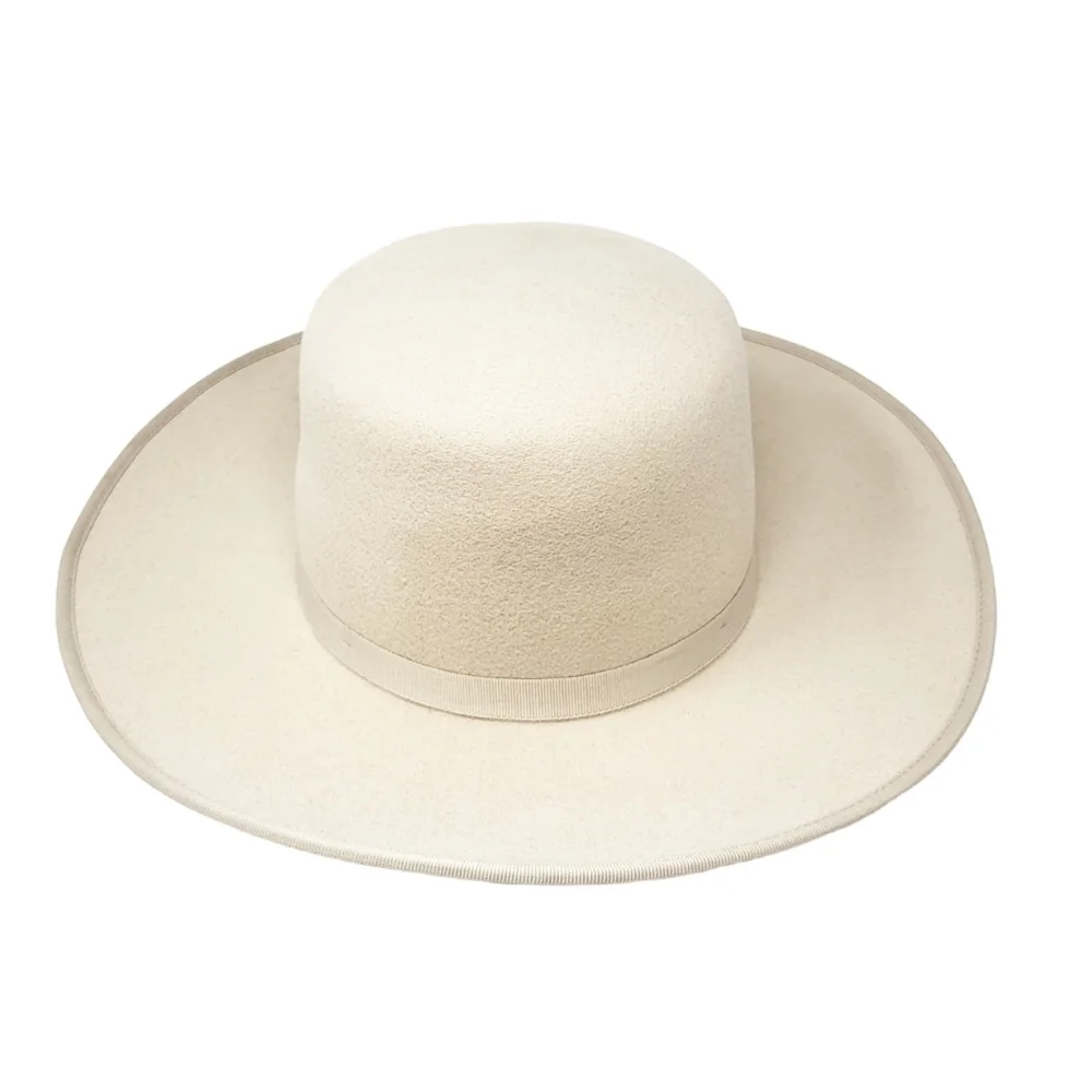 Western style wide brim wool hat with bow ribbon